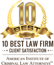 10 Best Law Firm | Client Satisfaction | 2019-2020 | American Institute of Criminal Law Attorneys